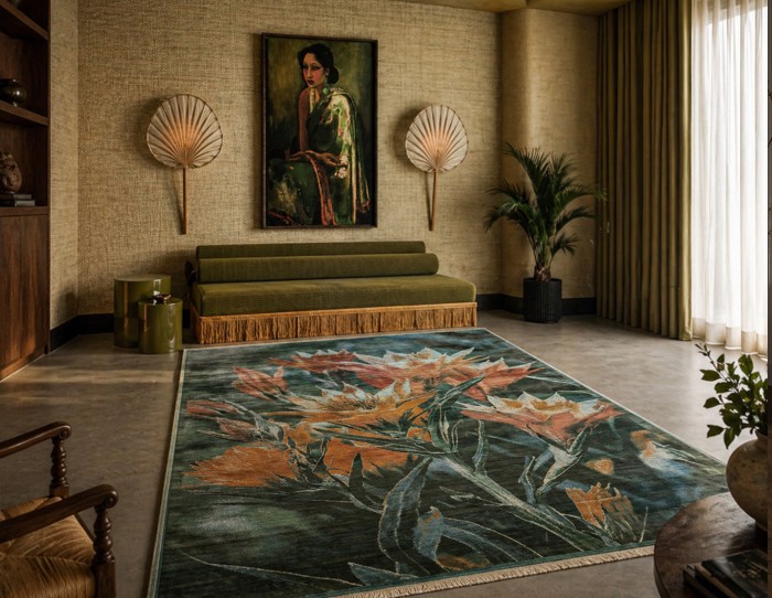 floral silk rug
